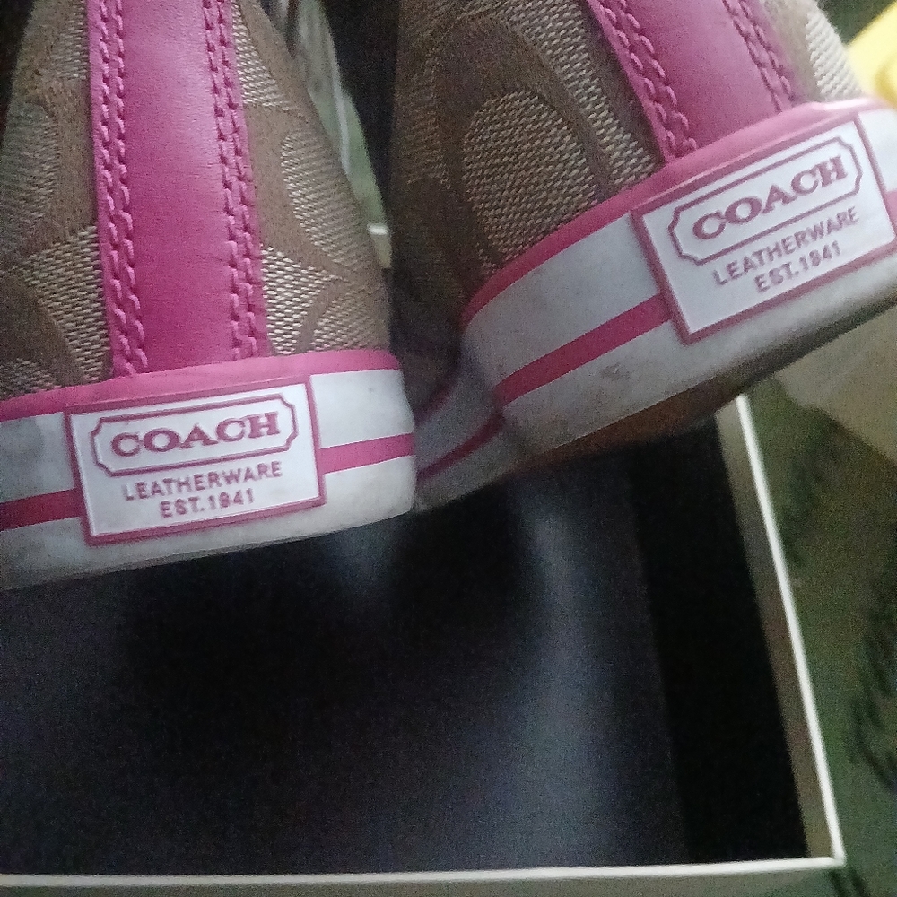 Coach Brown and White High-Top Sneakers - Picture 8 of 8